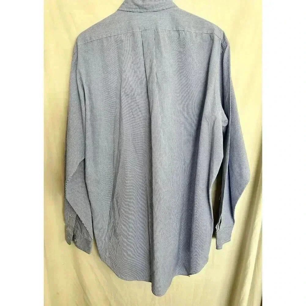 Ralph Lauren Blake Blue Cotton Micro-check Pony Logo Button Down Shirt Size L - Picture 10 of 13